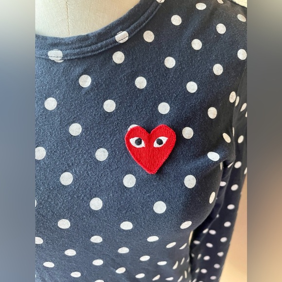 Comme Des Garcons Play - Dot Print Long Sleeve Crewneck T-Shirt - Picture 3 of 7